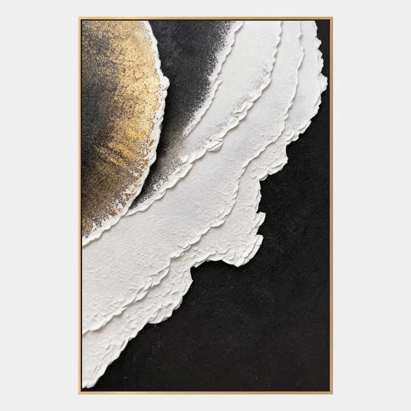Plaster & Texture abstract oil painting showing layered abstract marks, texture and expressive painterly movement in a black and white palette.