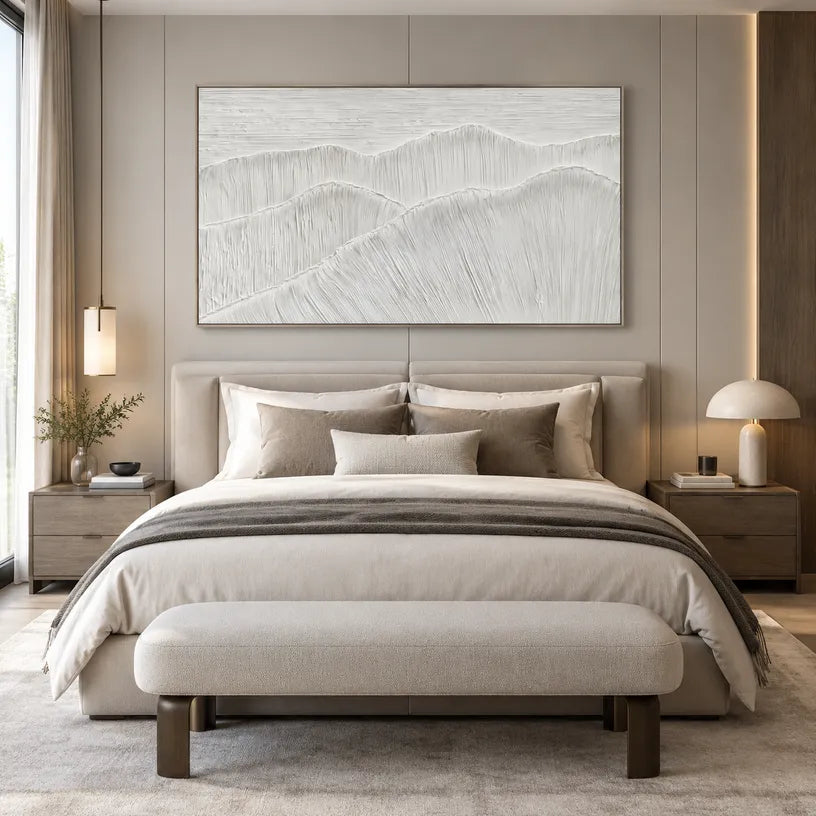 Plaster & Texture abstract oil painting showing layered abstract marks, texture and expressive painterly movement in a grey palette.