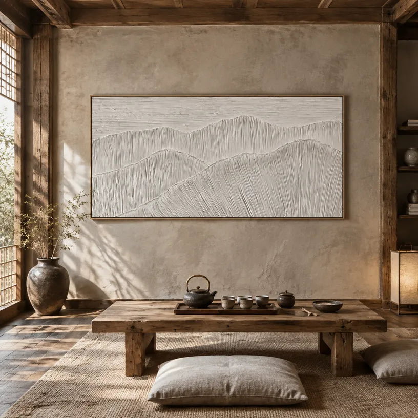 Plaster & Texture abstract oil painting showing layered abstract marks, texture and expressive painterly movement in a grey palette.