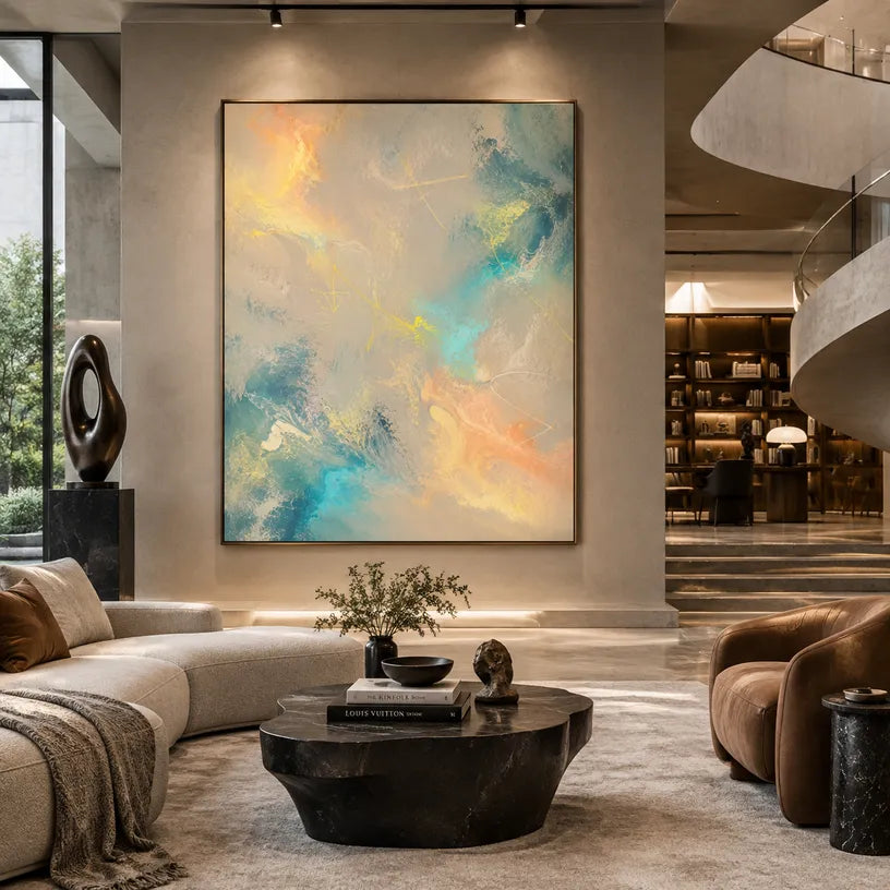 Plaster & Texture abstract oil painting showing layered abstract marks, texture and expressive painterly movement.