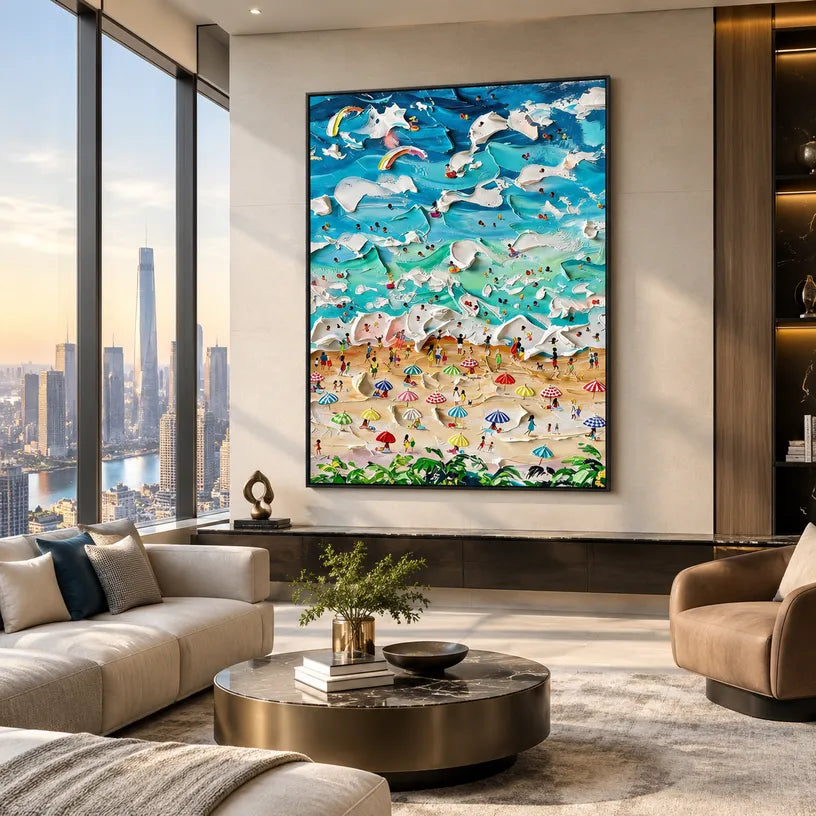 Plaster & Texture abstract oil painting showing layered abstract marks, texture and expressive painterly movement in a blue palette.