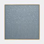 Plaster & Texture abstract oil painting showing layered abstract marks, texture and expressive painterly movement in a blue palette.