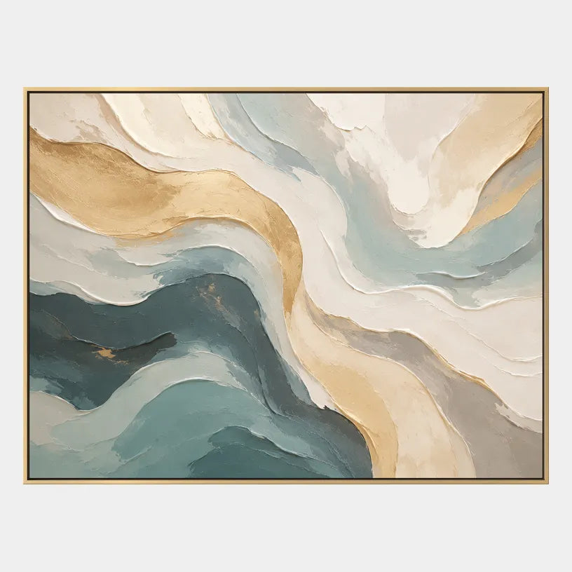 Plaster & Texture abstract oil painting showing layered abstract marks, texture and expressive painterly movement in a beige palette.