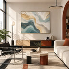 Plaster & Texture abstract oil painting showing layered abstract marks, texture and expressive painterly movement in a beige palette.