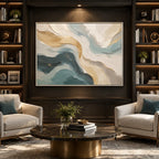 Plaster & Texture abstract oil painting showing layered abstract marks, texture and expressive painterly movement in a beige palette.