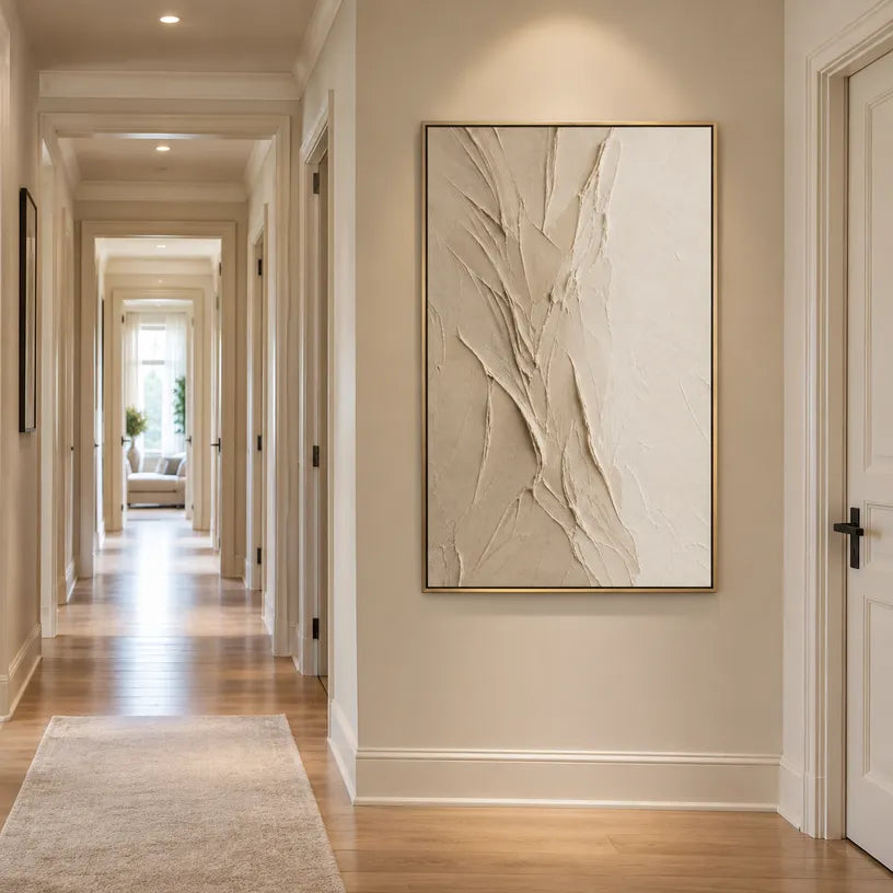 Plaster & Texture abstract oil painting showing layered abstract marks, texture and expressive painterly movement in a brown palette.