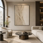 Plaster & Texture abstract oil painting showing layered abstract marks, texture and expressive painterly movement in a brown palette.