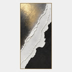 Plaster & Texture abstract oil painting showing layered abstract marks, texture and expressive painterly movement in a black and white palette.