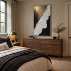 Plaster & Texture abstract oil painting showing layered abstract marks, texture and expressive painterly movement in a black and white palette.