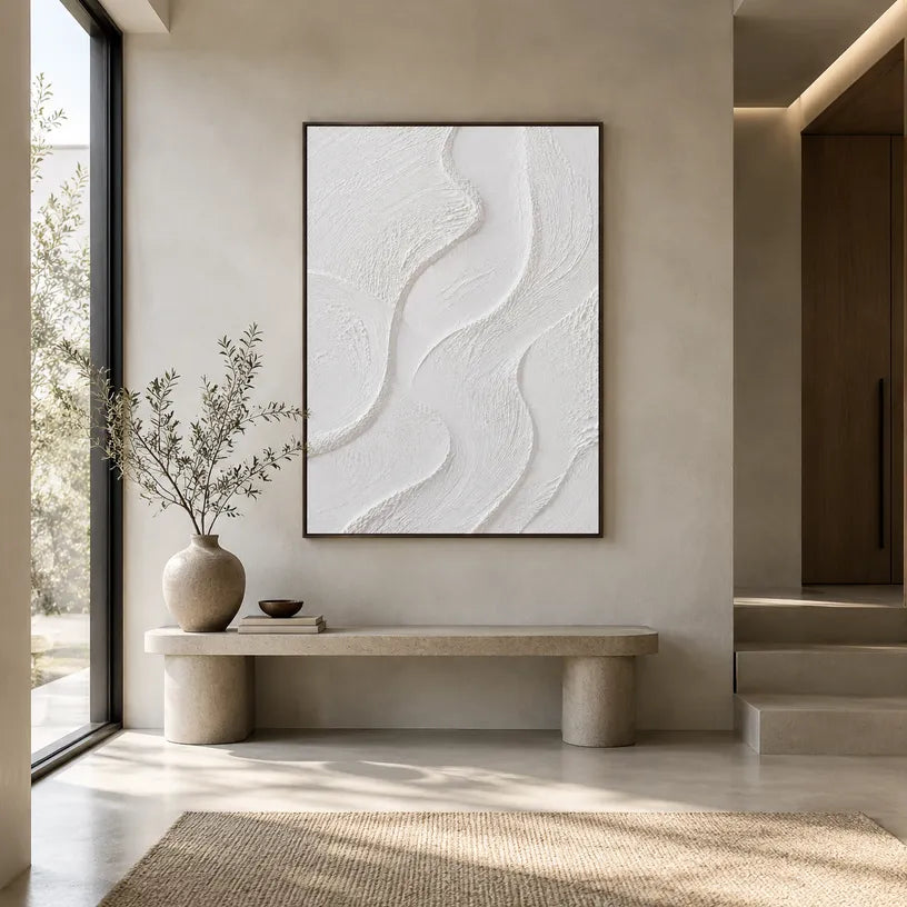Plaster & Texture abstract oil painting showing layered abstract marks, texture and expressive painterly movement.
