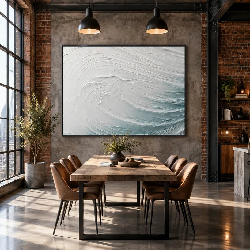 Plaster & Texture abstract oil painting showing layered abstract marks, texture and expressive painterly movement in a grey palette.