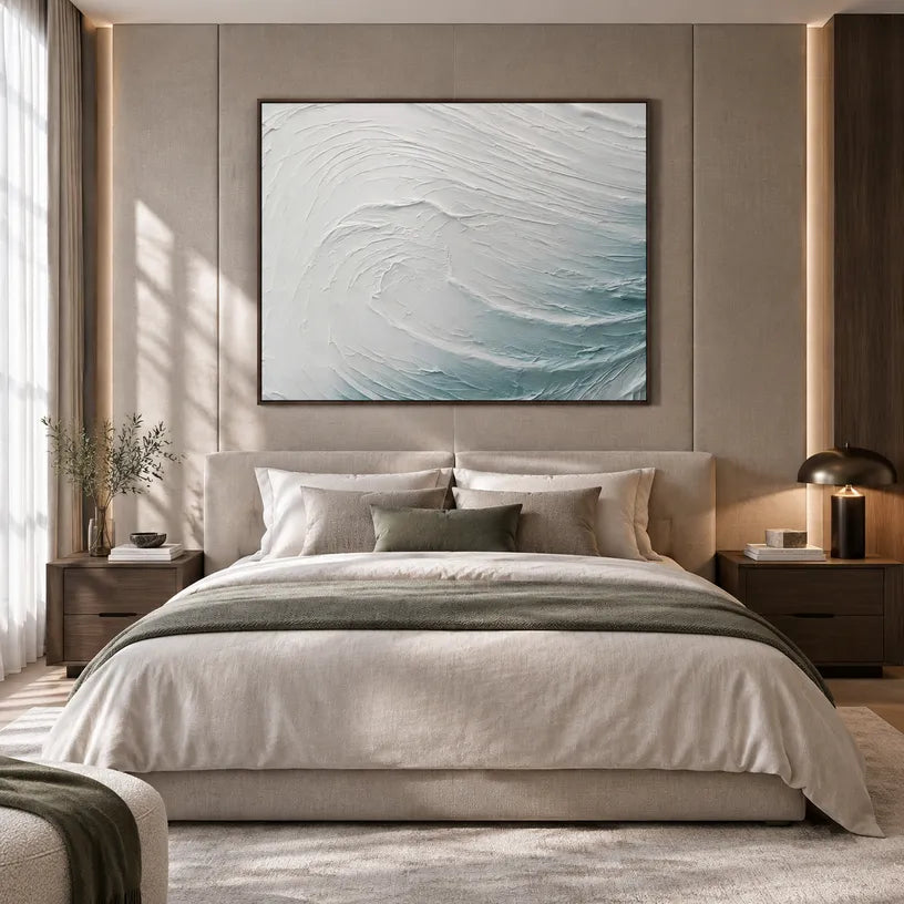 Plaster & Texture abstract oil painting showing layered abstract marks, texture and expressive painterly movement in a grey palette.