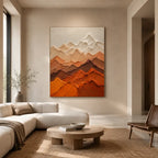 Plaster & Texture abstract oil painting showing layered abstract marks, texture and expressive painterly movement in a orange palette.