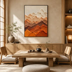 Plaster & Texture abstract oil painting showing layered abstract marks, texture and expressive painterly movement in a orange palette.