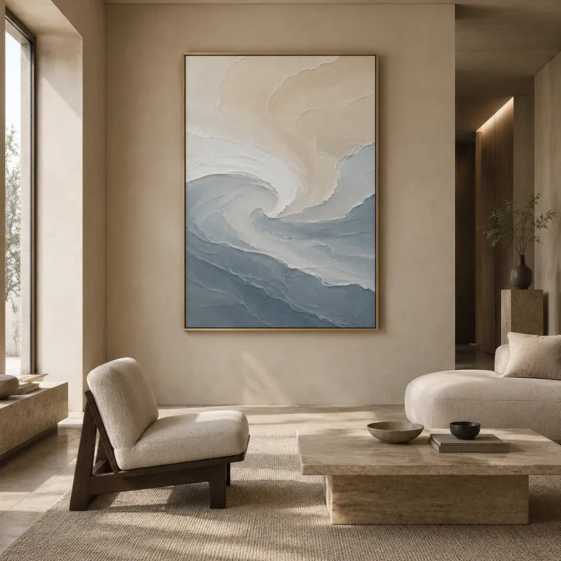Plaster & Texture abstract oil painting showing layered abstract marks, texture and expressive painterly movement in a grey palette.