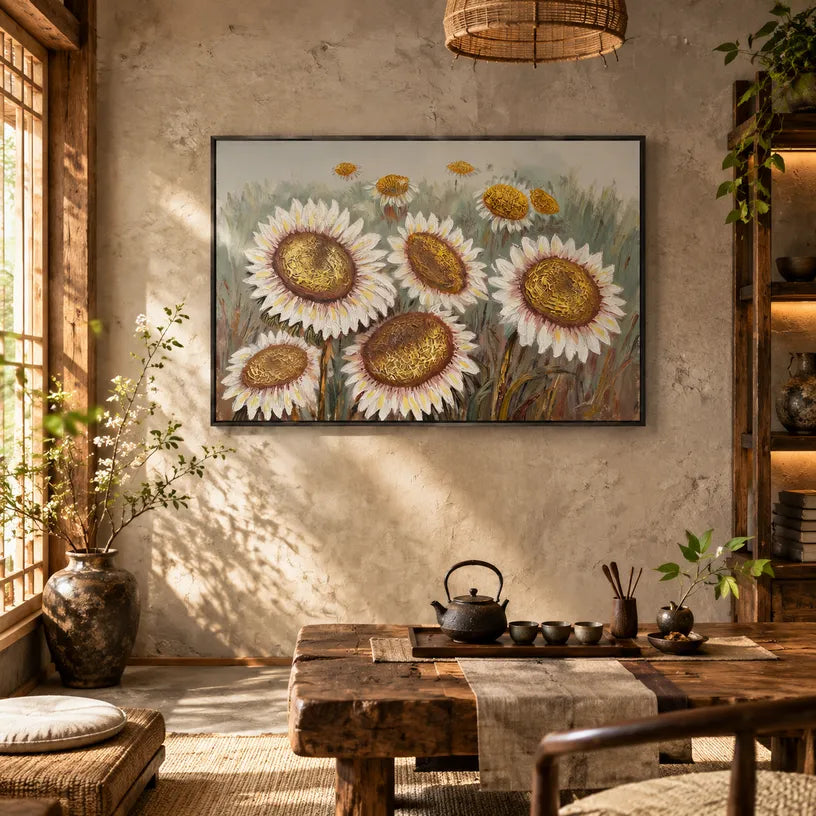 Plaster & Texture floral/botanicals & nature oil painting showing botanical forms, flowers or trees arranged in a calm painterly composition in a brown palette.