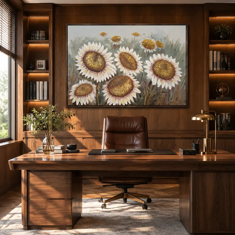 Plaster & Texture floral/botanicals & nature oil painting showing botanical forms, flowers or trees arranged in a calm painterly composition in a brown palette.