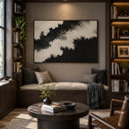 Plaster & Texture abstract oil painting showing layered abstract marks, texture and expressive painterly movement in a black palette.