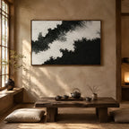 Plaster & Texture abstract oil painting showing layered abstract marks, texture and expressive painterly movement in a black palette.