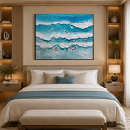 Plaster & Texture abstract oil painting showing layered abstract marks, texture and expressive painterly movement in a blue palette.