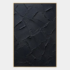 Plaster & Texture abstract oil painting showing layered abstract marks, texture and expressive painterly movement in a black palette.