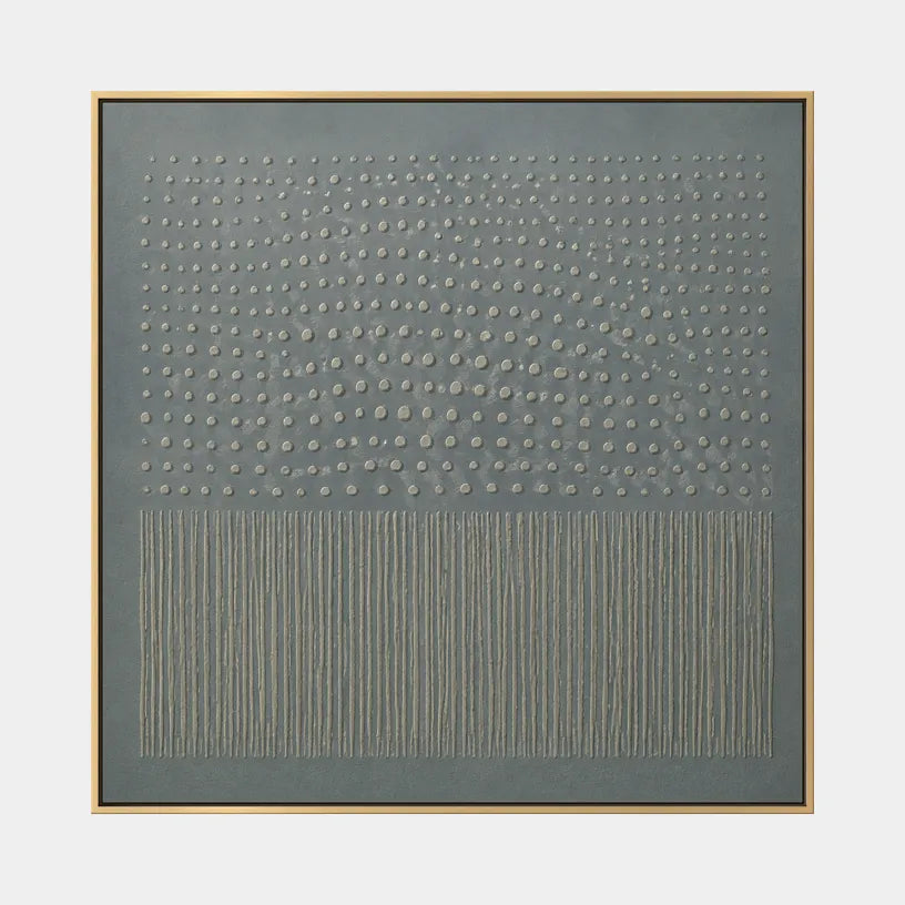 Plaster & Texture abstract oil painting showing layered abstract marks, texture and expressive painterly movement in a grey palette.