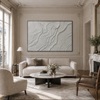 Plaster & Texture abstract oil painting showing layered abstract marks, texture and expressive painterly movement in a grey palette.