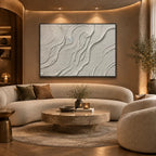 Plaster & Texture abstract oil painting showing layered abstract marks, texture and expressive painterly movement in a grey palette.