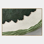 Plaster & Texture abstract oil painting showing layered abstract marks, texture and expressive painterly movement in a green palette.