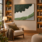 Plaster & Texture abstract oil painting showing layered abstract marks, texture and expressive painterly movement in a green palette.