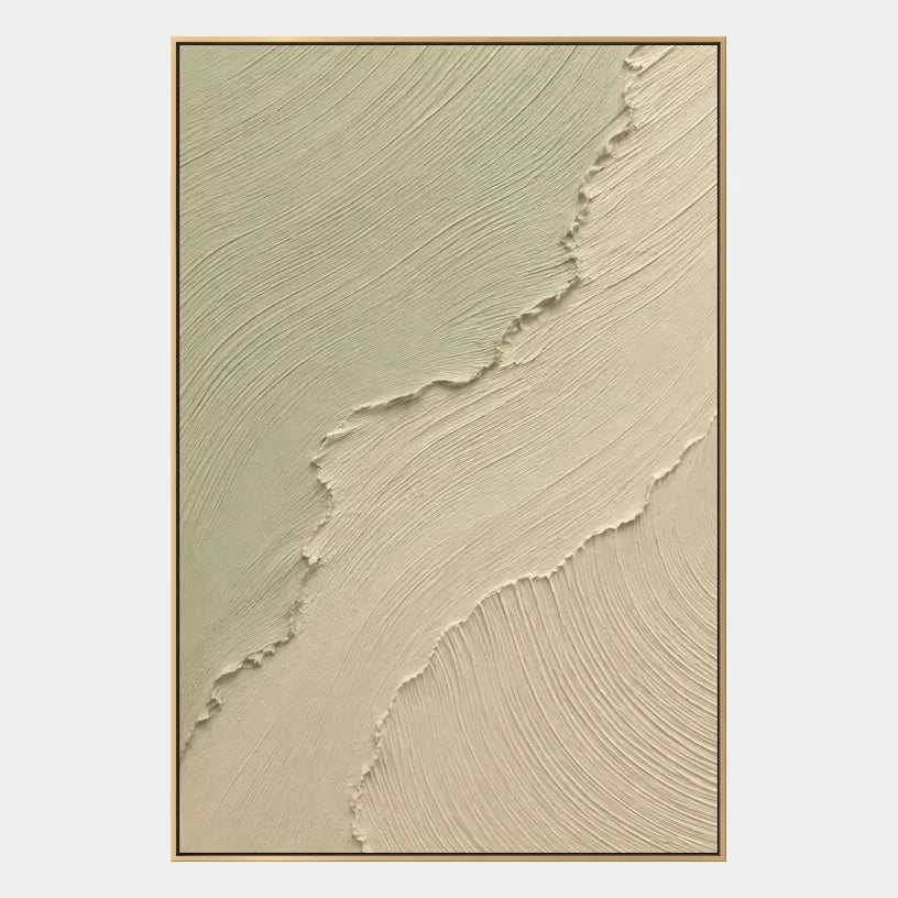 Plaster & Texture abstract oil painting showing layered abstract marks, texture and expressive painterly movement in a beige palette.