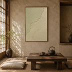 Plaster & Texture abstract oil painting showing layered abstract marks, texture and expressive painterly movement in a beige palette.