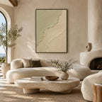 Plaster & Texture abstract oil painting showing layered abstract marks, texture and expressive painterly movement in a beige palette.