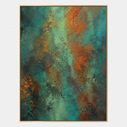 Plaster & Texture abstract oil painting showing layered abstract marks, texture and expressive painterly movement in a green palette.