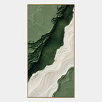 Plaster & Texture abstract oil painting showing layered abstract marks, texture and expressive painterly movement in a green palette.