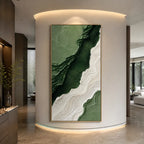 Plaster & Texture abstract oil painting showing layered abstract marks, texture and expressive painterly movement in a green palette.