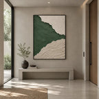 Plaster & Texture abstract oil painting showing layered abstract marks, texture and expressive painterly movement in a green palette.