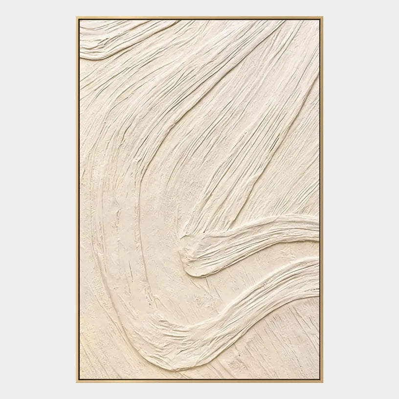 Plaster & Texture abstract oil painting showing layered abstract marks, texture and expressive painterly movement in a beige palette.