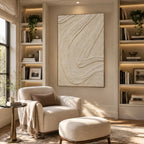 Plaster & Texture abstract oil painting showing layered abstract marks, texture and expressive painterly movement in a beige palette.