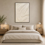 Plaster & Texture abstract oil painting showing layered abstract marks, texture and expressive painterly movement in a beige palette.