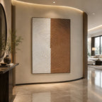 Plaster & Texture abstract oil painting showing layered abstract marks, texture and expressive painterly movement in a brown palette.