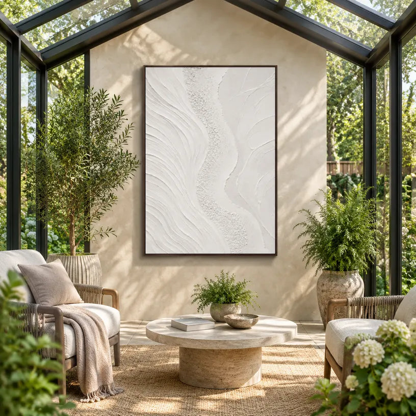 Plaster & Texture abstract oil painting showing layered abstract marks, texture and expressive painterly movement.
