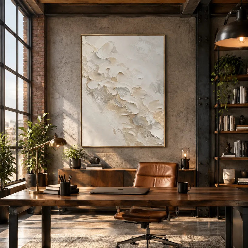 Plaster & Texture abstract oil painting showing layered abstract marks, texture and expressive painterly movement.