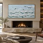 Plaster & Texture abstract oil painting showing layered abstract marks, texture and expressive painterly movement in a blue palette.