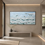 Plaster & Texture abstract oil painting showing layered abstract marks, texture and expressive painterly movement in a blue palette.