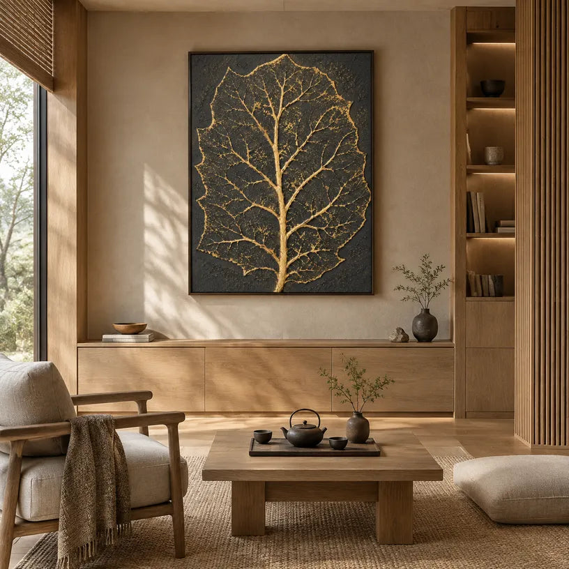 Plaster & Texture abstract oil painting showing layered abstract marks, texture and expressive painterly movement in a brown palette.