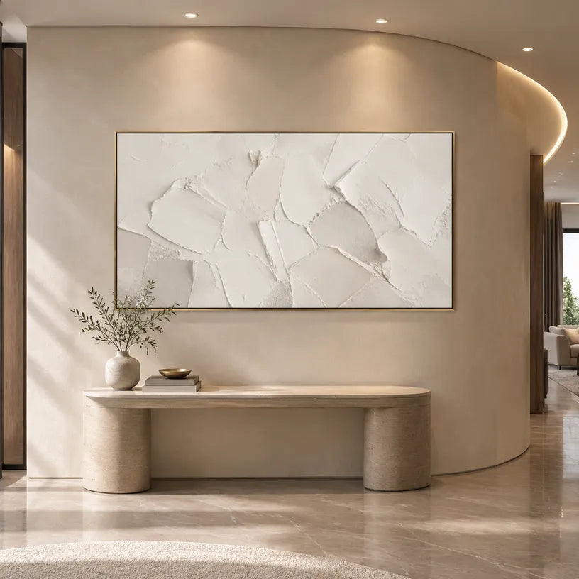 Plaster & Texture abstract oil painting showing layered abstract marks, texture and expressive painterly movement.