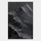 Plaster & Texture abstract oil painting showing layered abstract marks, texture and expressive painterly movement in a black palette.