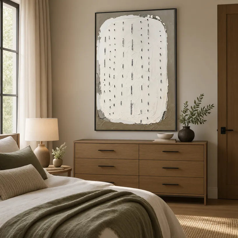 Plaster & Texture abstract oil painting showing layered abstract marks, texture and expressive painterly movement.