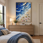 Plaster & Texture abstract oil painting showing layered abstract marks, texture and expressive painterly movement in a blue palette.